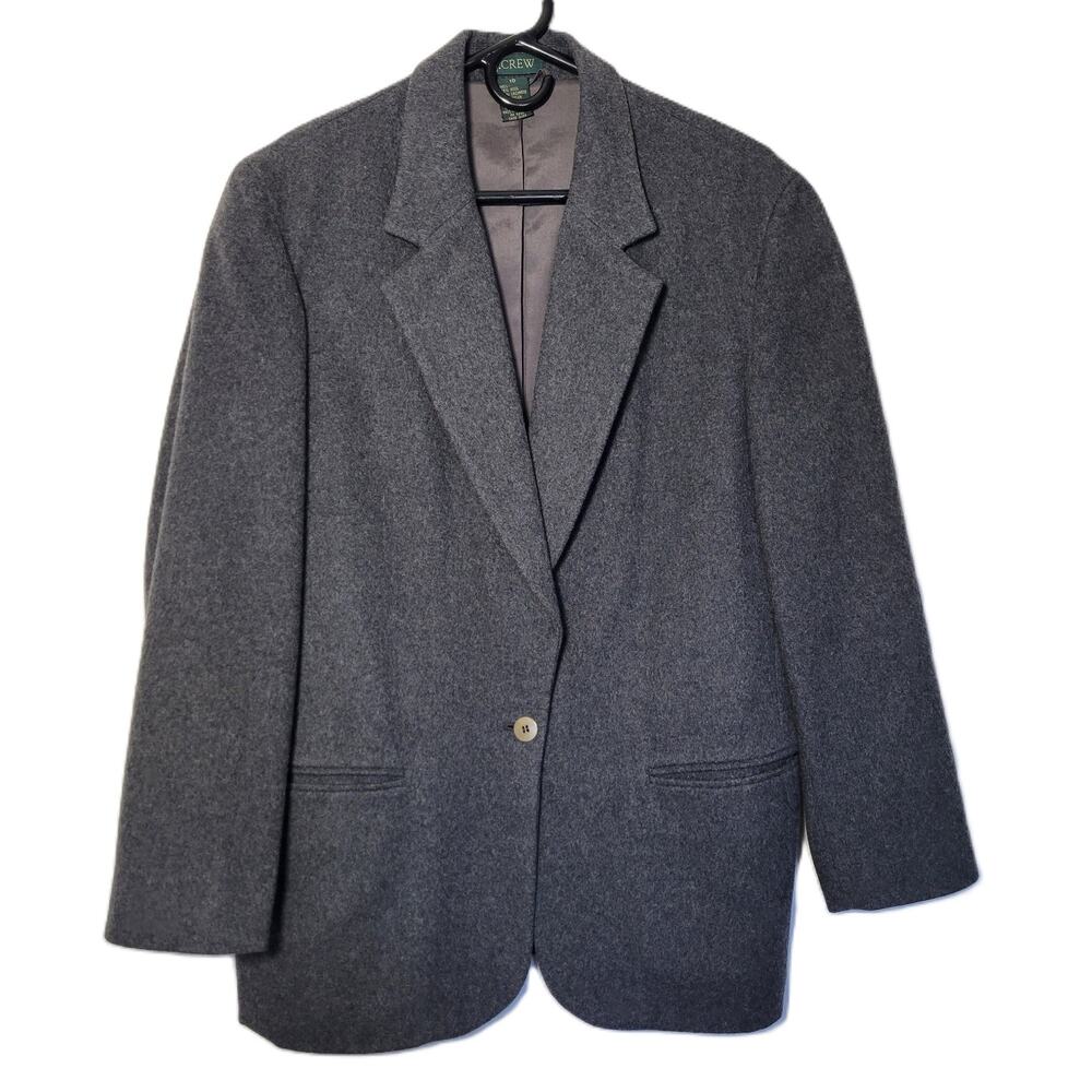 J Crew Womens Wool Cashmere Blend One Button Gray Blazer Size 10 Business Casual